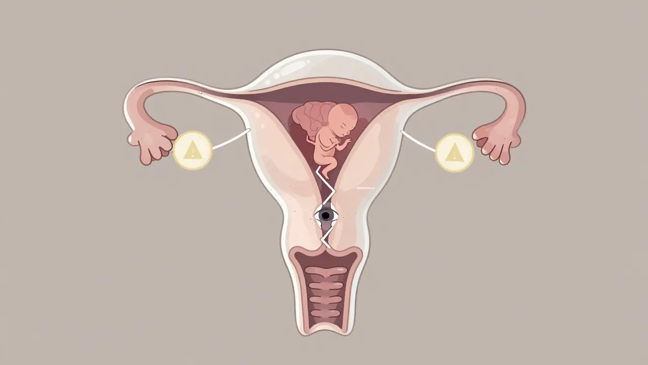 Transparent uterus with fetal organs showing benzodiazepine exposure risks to brain, eye, and heart.
