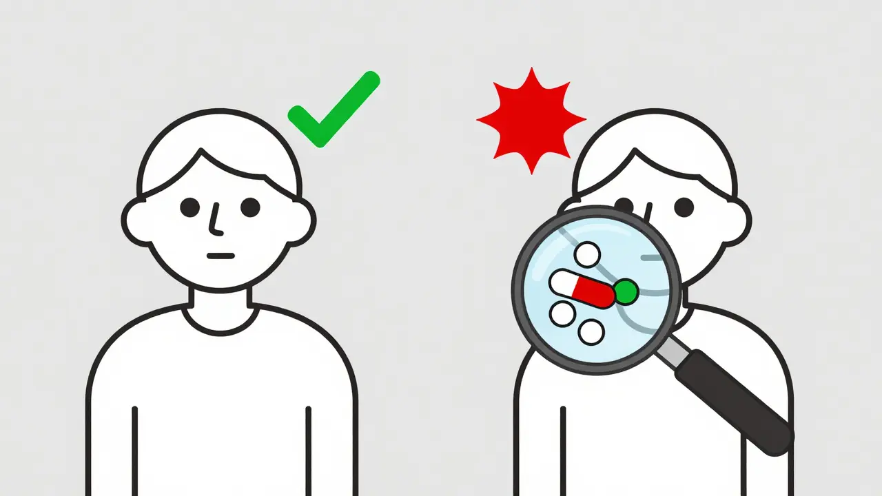 Two people taking the same medications—one safe, one at risk—highlighting hidden genetic differences.