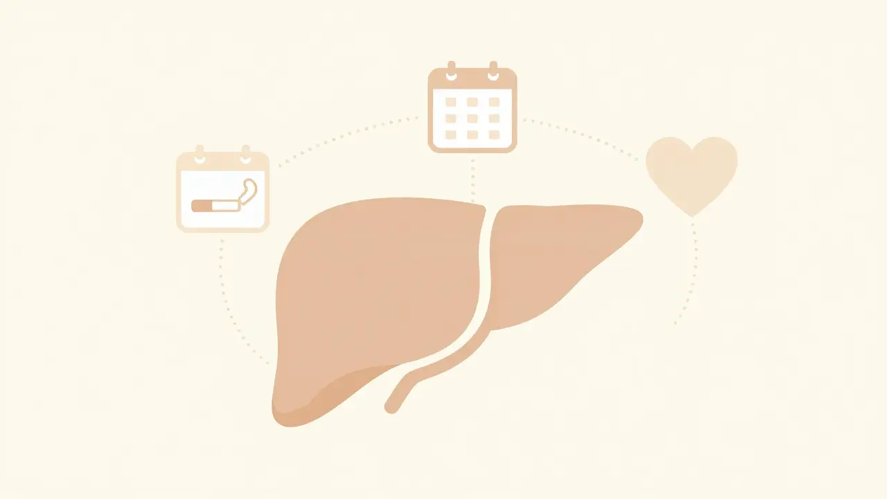 Stylized liver with icons showing metabolism risk factors
