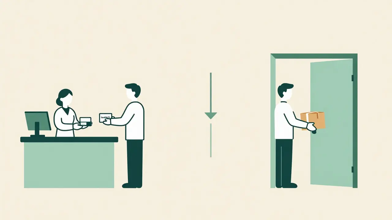 Comparison of pharmacy pickup versus home delivery options
