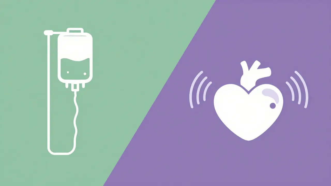 Icons for IV medication and ultrasound heart scan