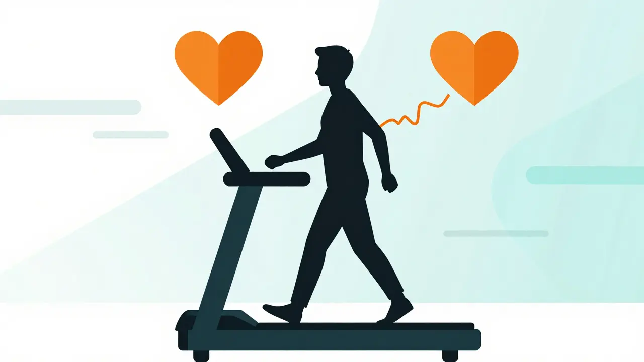 Person exercising on treadmill during stress test