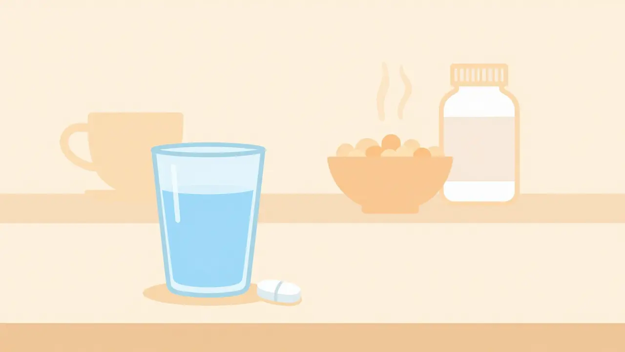 Pill and water separated from coffee and supplements