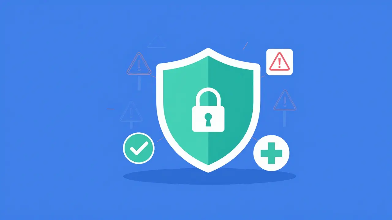 Shield icon representing safe and verified online pharmacies