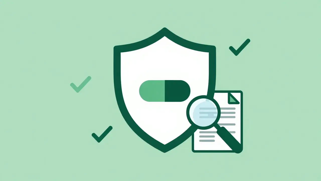 Shield protecting a pill capsule symbolizing safe online pharmacy
