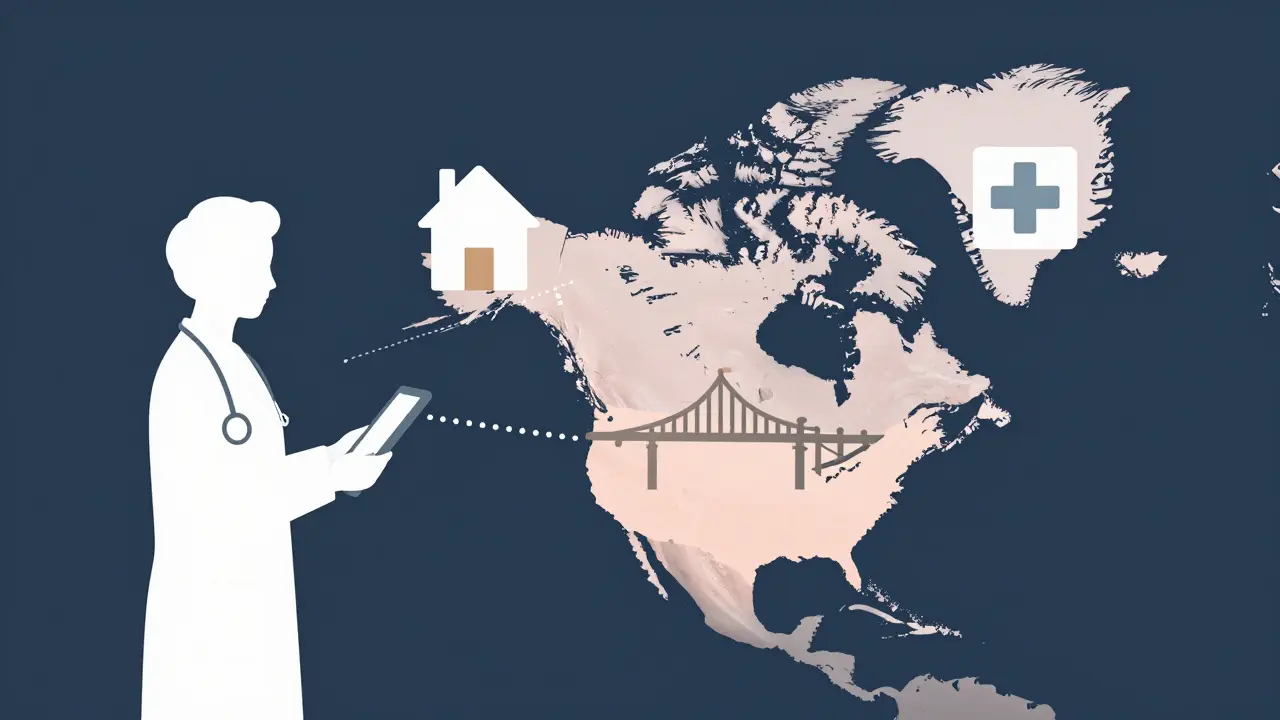 Telemedicine connection between US patient and Canadian pharmacy