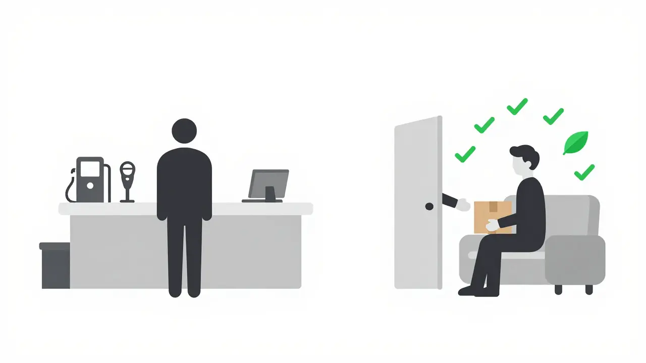Comparison of stressful pharmacy visits versus convenient home delivery
