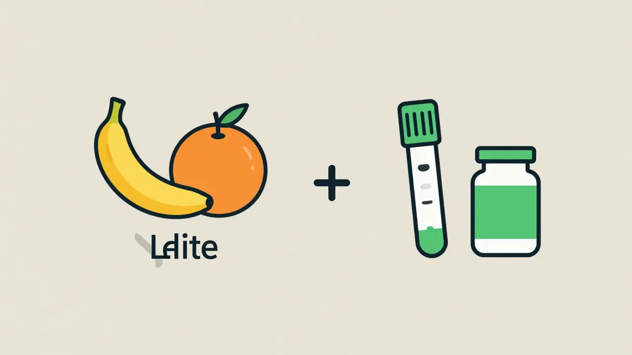 Scale balancing restricted foods against blood tests and medication management