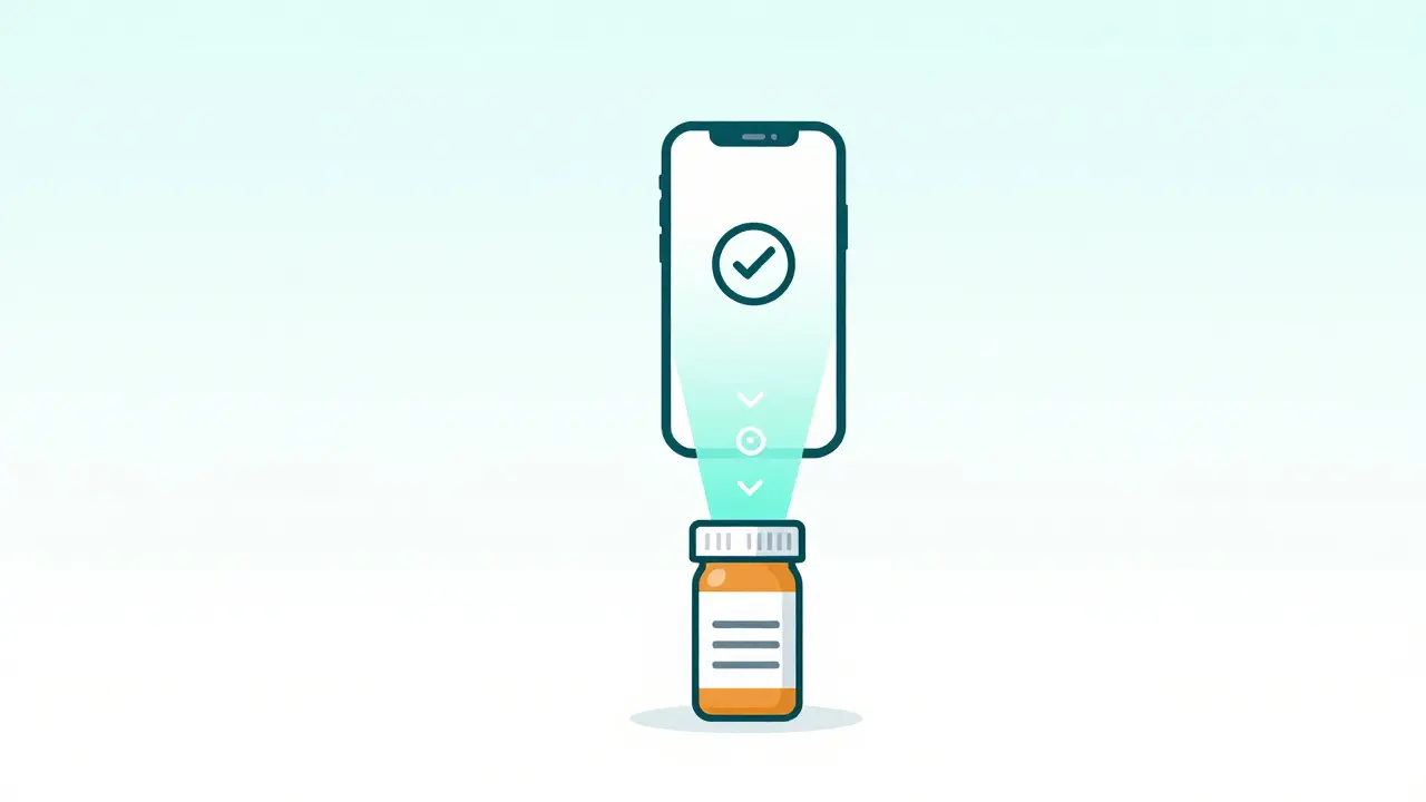 Smartphone scanning prescription bottle for verification