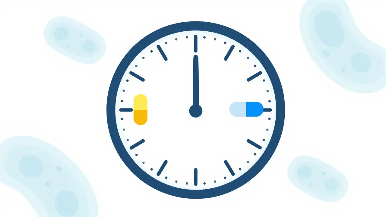 Clock showing staggered timing for pills and supplements