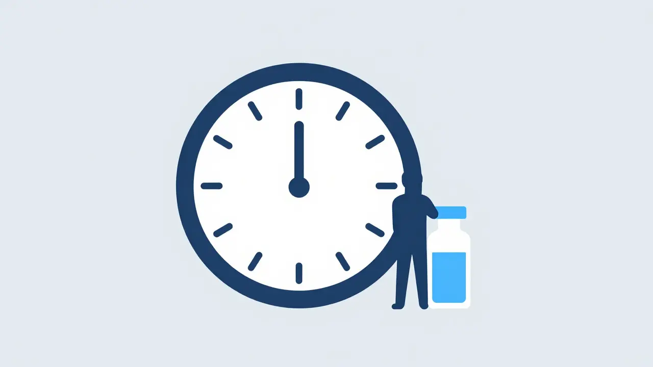 Conceptual graphic of a person with a clock and blood vial for monitoring