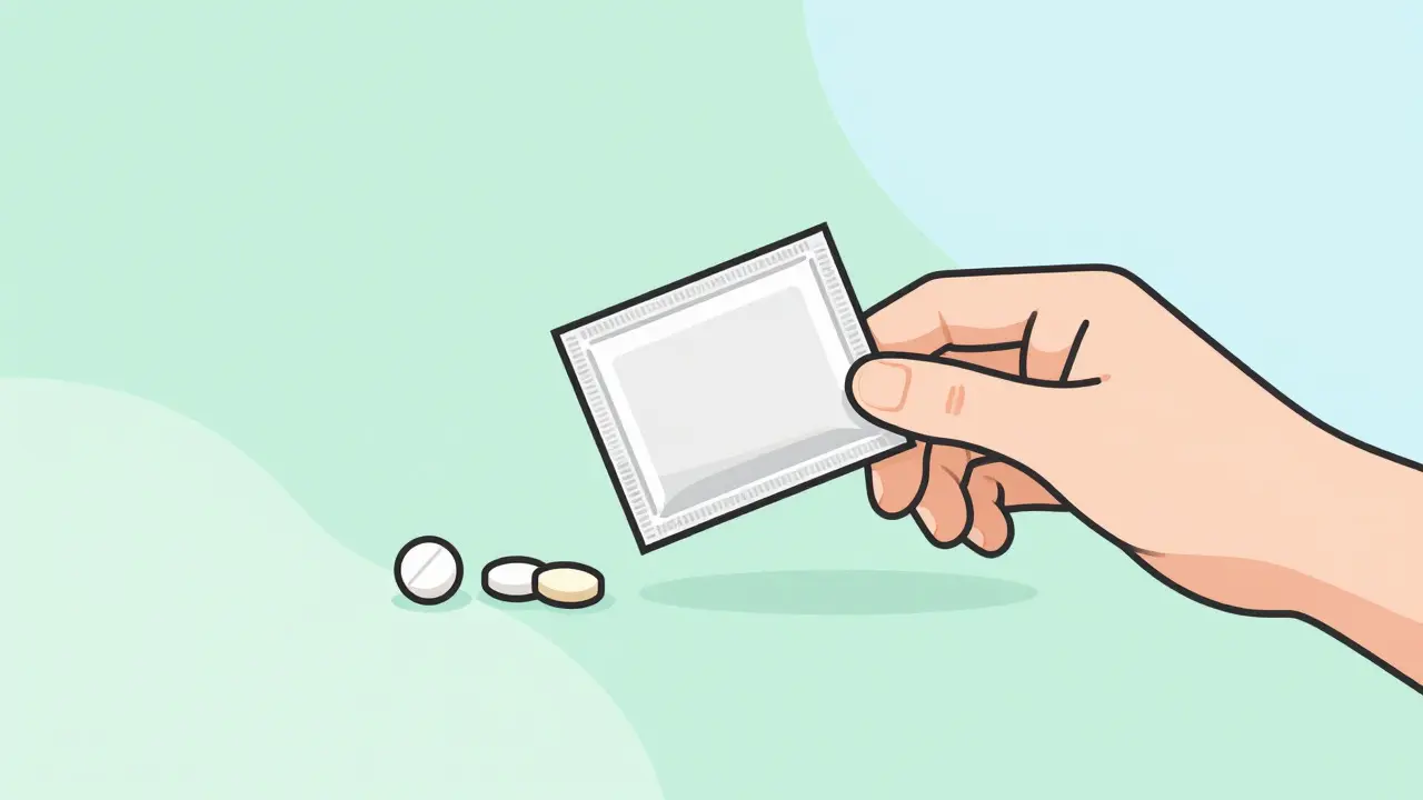 Illustration of medication package and pills arriving home